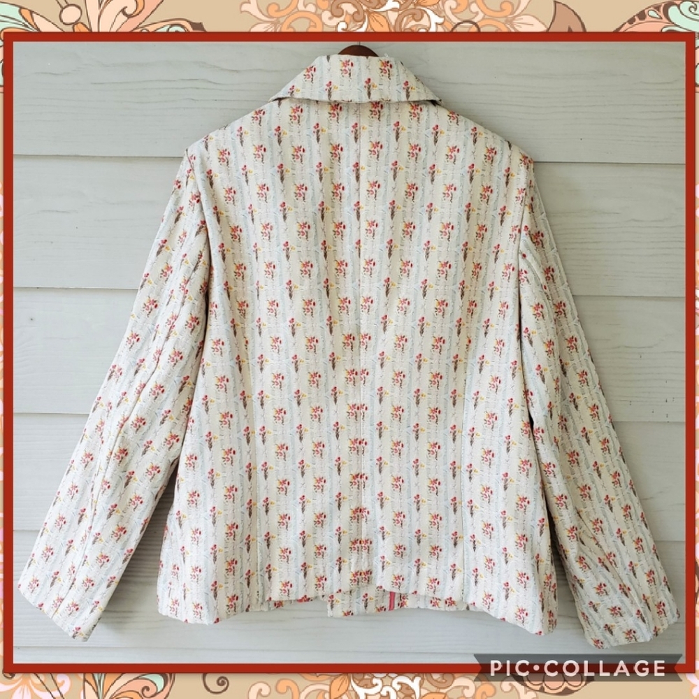 Sag Harbor Vintage-style Ditsy Floral Cottagecore Granny Chic Brocade Blazer - Picture 15 of 16
